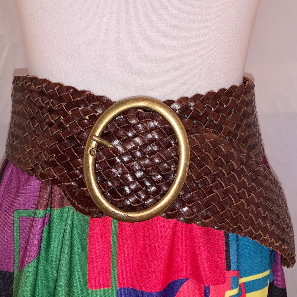 [Jessica Simpson] Woven Wide Leather Belt - Medium